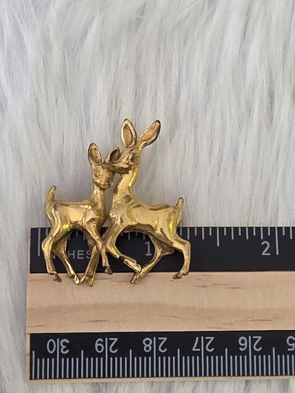 Vintage Double Deer Brooch Christmas Holidays European Trombone Clasp Figural